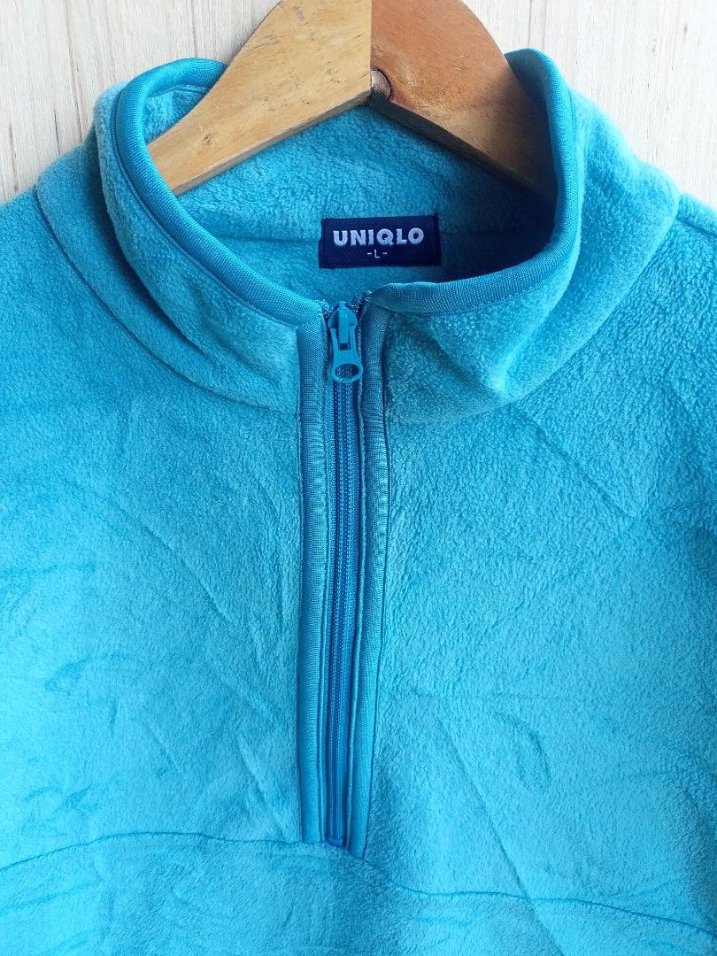 Uniqlo Blue Fleece Half Zip Pullover Size L (Category: Coats, Jackets and Outerwear) located in Baguio. Submitted by thriftmerchant (Listing ID 1447845188, Image 3). Description: - Uniqlo Fleece Pullover - Bright Blue Color - Half Zip Neckline - Material: 100% Polyester - Size: Large (L) - Ideal for layering or standalone wear - Comfortable and warm -Dimes 22x27 .
