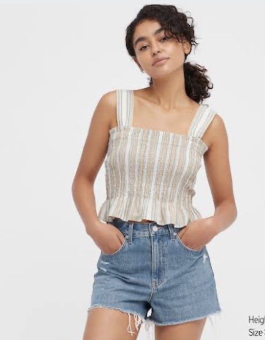 uniqlo brown smocked stripe top (Category: Sleeveless) located in Dagupan City. Submitted by matchamwa (Listing ID 1447744786, Image 3). Description: 🍡xs-s 🍡mop: gcash 🍡mod: lbc 🍡sf: 64-69 php.