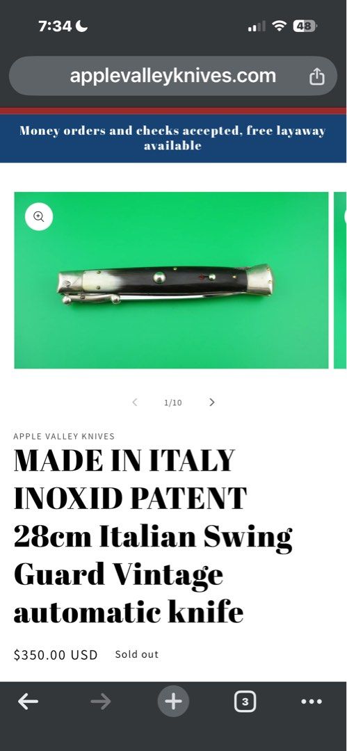Vintage Italy Stilleto (Category: Vintage Collectibles) located in Bacoor. Submitted by round2pinas (Listing ID 1447874257, Image 3). Description: - Vintage Italian Stiletto knife - Authentic Italian craftsmanship - Unique dark horn handle with detailed accents - Sharp, classic blade design - A must-have for any vintage knife collector.