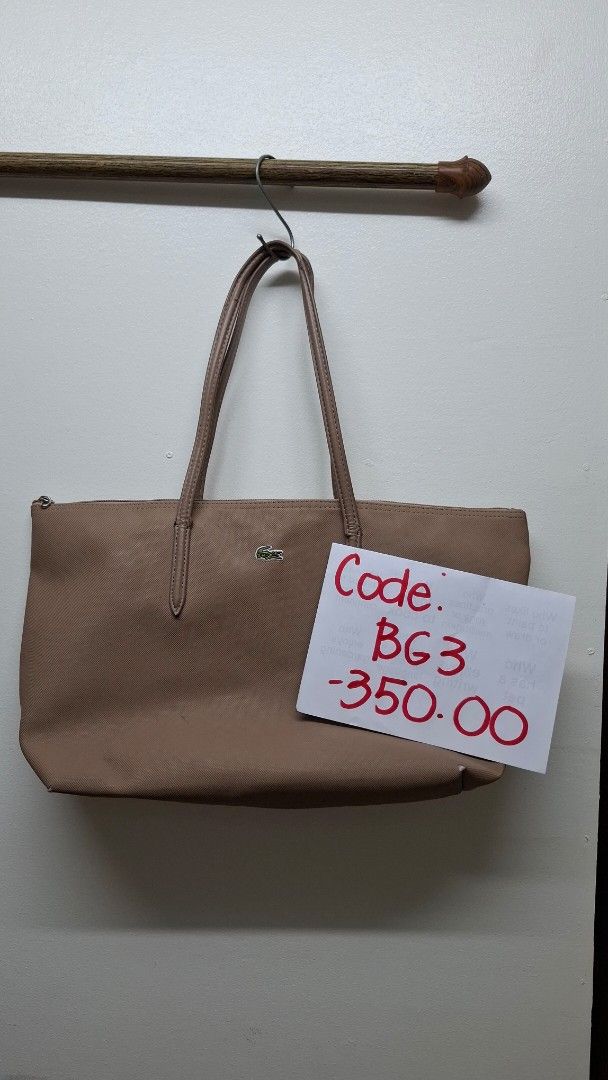 Women's Bags (Category: Cross-body Bags) located in Pasig City. Submitted by hlaine (Listing ID 1447757193, Image 3). Description: BG1 P 50 BG3 P 200 (original lacoste bag) BG4 P 50 Pm for more info!.