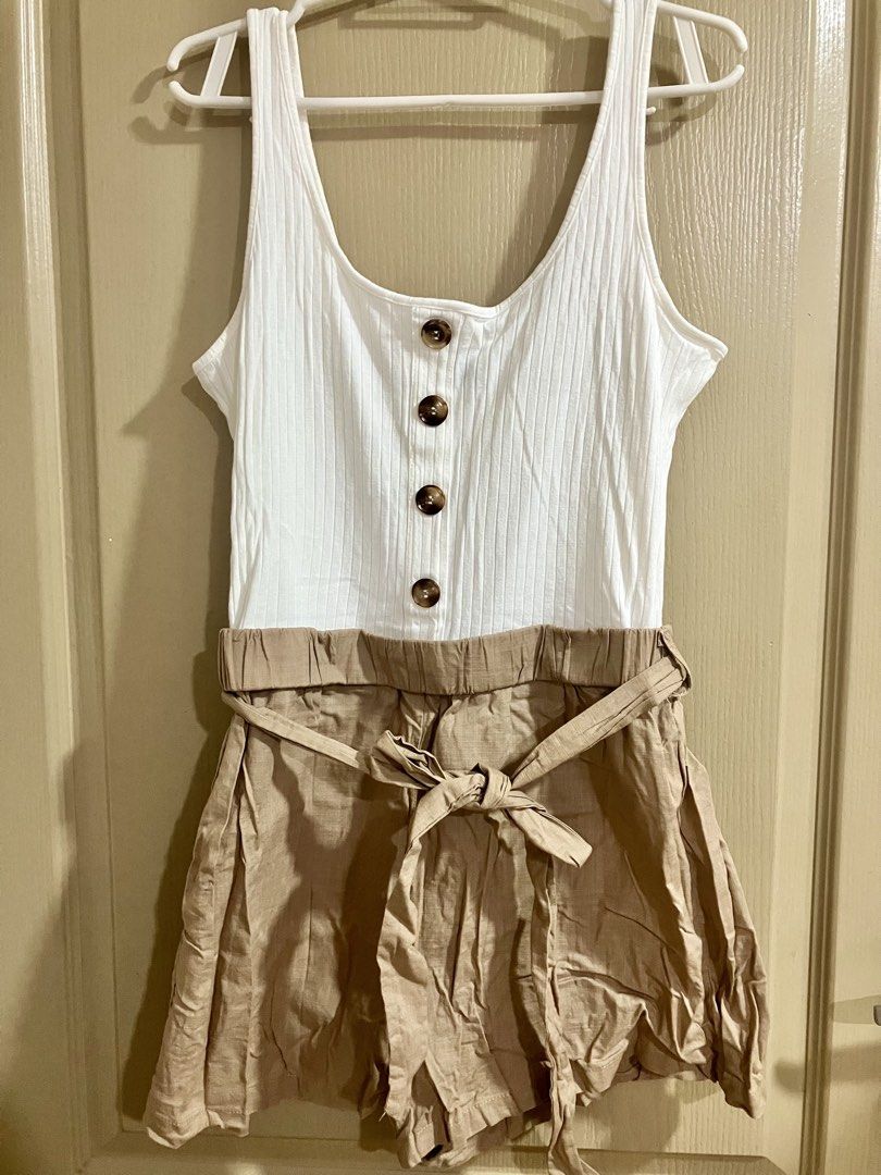 Women's Rompers - Take All (Category: Rompers) located in Pasig City. Submitted by greentee_ (Listing ID 1447751767, Image 1). Description: - Adorable rompers perfect for any occasion! - Available styles: - White ribbed top with beige shorts - Black ribbed top with leopard print shorts - White lace top with floral shorts - Solid maroon wrap romper - Features adjustable straps for a perfect fit - Comfortable elastic waistband - Great for casual ou