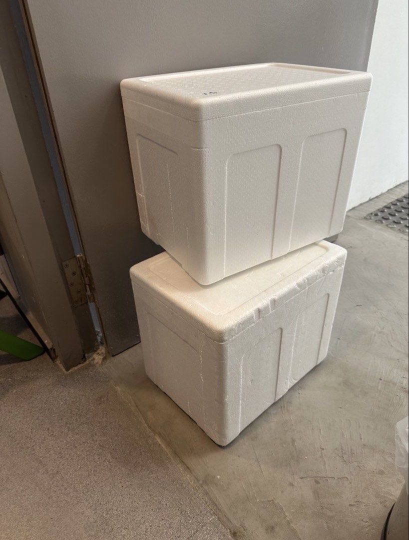 2 White Styrofoam Cooler Boxes with Lids