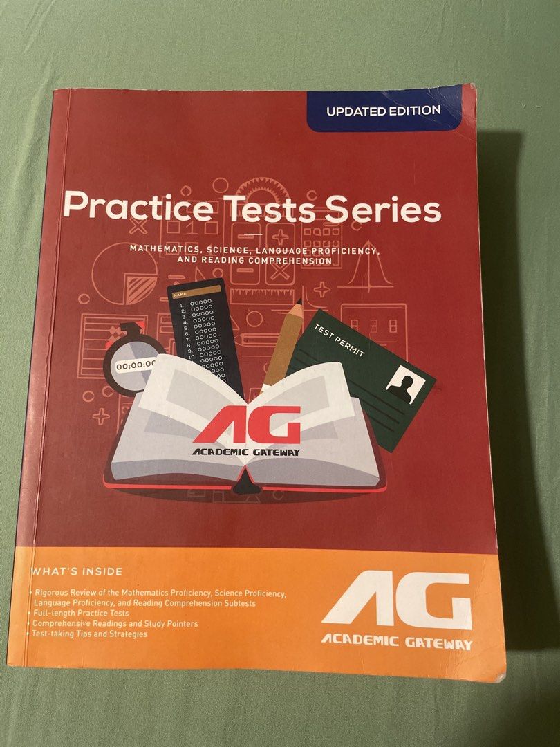 Academic Gateway Practice Tests Series Updated Edition (Category: Textbooks) located in Manila. Submitted by guido.394 (Listing ID 1448041012, Image 1). Description: - Updated edition of Academic Gateway's Practice Tests Series. - Covers Mathematics, Science, Language Proficiency, and Reading Comprehension. - Features rigorous review materials. - Includes full-length practice tests. - Comes with comprehensive readings and study posters. - Offers 