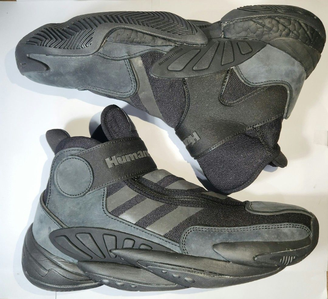 Adidas (Category: Sneakers) located in Quezon City. Submitted by juanpleyto (Listing ID 1448068315, Image 3). Description: adidas x Pharrell Williams Human Race Basketball Shoe GX2486 Black Preloved. Only used a few times. With minor damage but can stillbe re-glued As-is, the shoes do not include box. (Price is still negotiable).