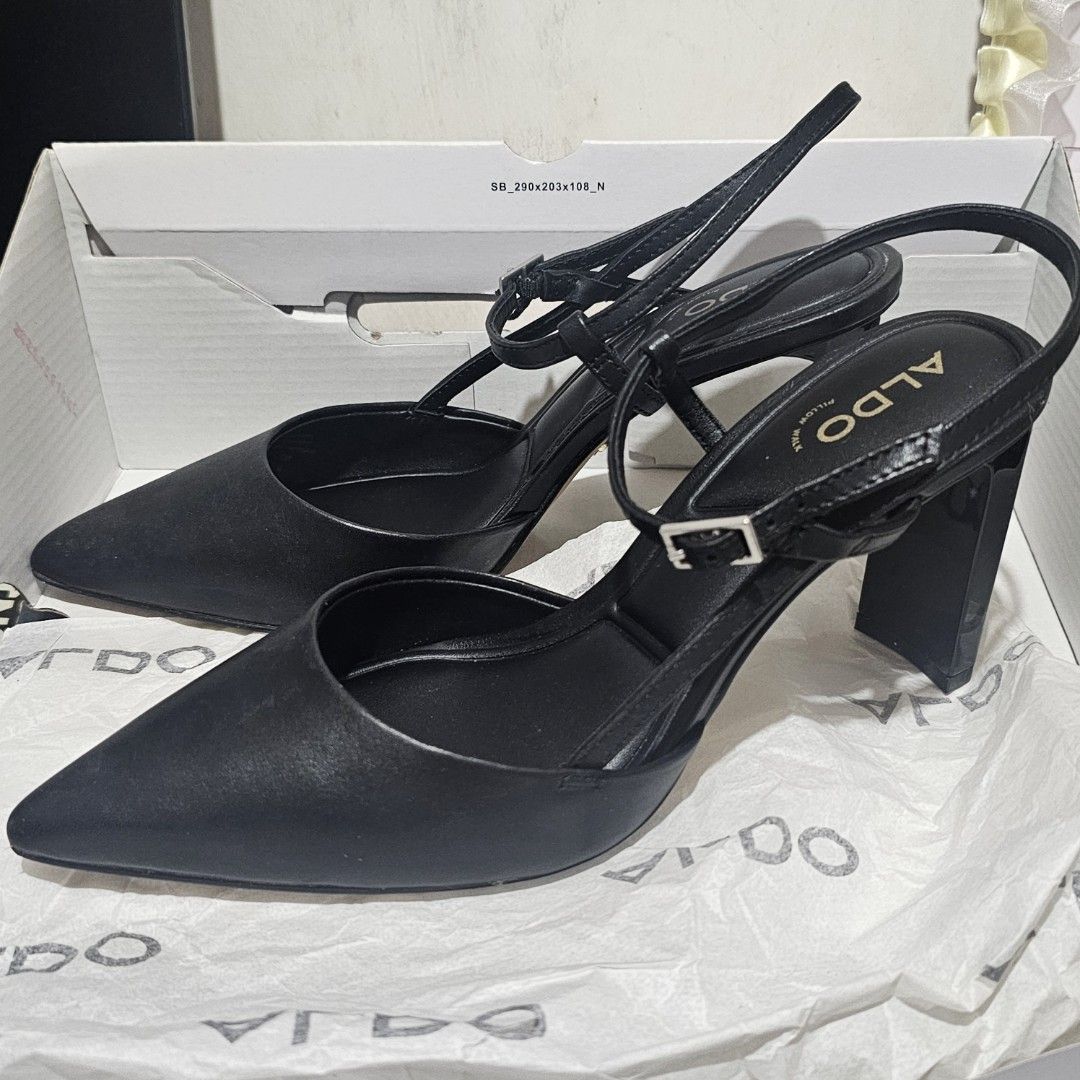 ALDO slingback block heels (Category: Heels) located in Makati City. Submitted by randomelle (Listing ID 1447940957, Image 3). Description: Please read !!! Available while posted, not rush NON-NEGO Will not reply to cheap offers/hagglers RFS love it but need cash:( Like new, used only once (Dec 2025) In excellent quality and condition 3-4 inches height Photos are mine~.