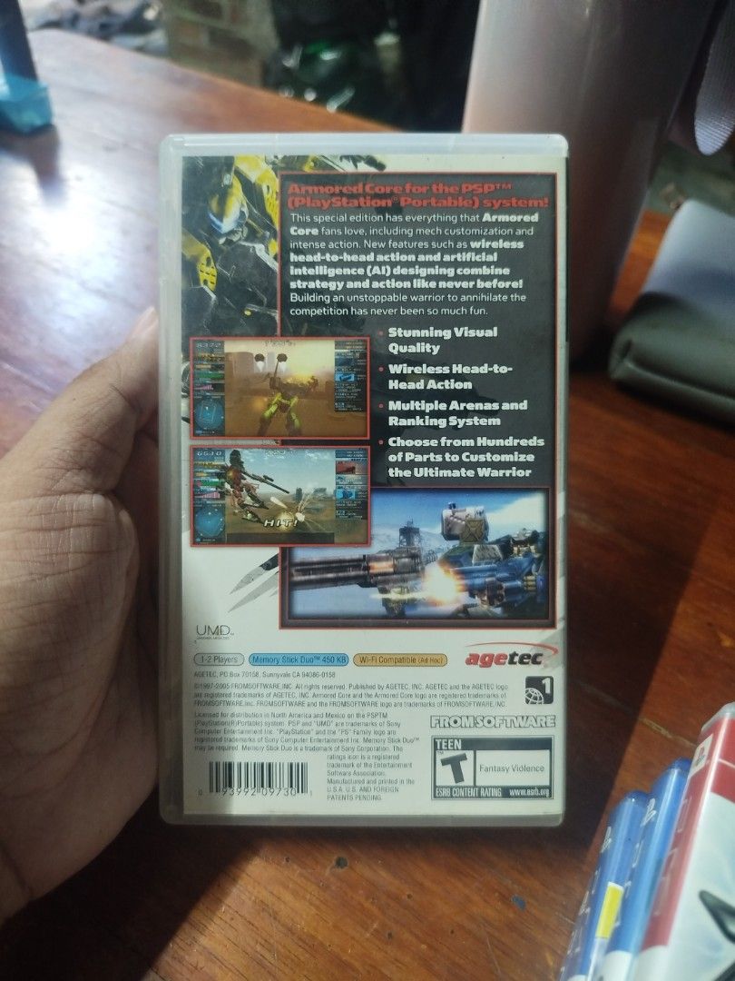 (No Manual) Armored Core Formula Front Battle PSP UMD Game (Category: PlayStation) located in Binan City. Submitted by pumpkiiin02 (Listing ID 1447947576, Image 2). Description: - Armored Core Formula Front Battle for PSP - Experience intense mech combat on the go - Customize your mech with hundreds of parts - Multiple arenas and ranking system - Fast-paced head-to-head action - Perfect for fans of the Armored Core series.
