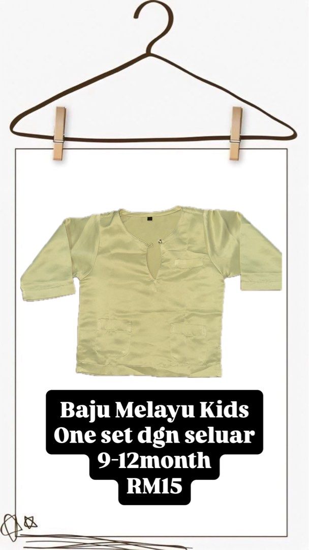 Baju Melayu (Category: Babies & Kids Fashion) located in Nilai. Submitted by bilaazera (Listing ID 1447934603, Image 3). Description: Size campur dari 1-3tahun. Ada kurta ada yg set baju melayu. Harga untuk combo ya. Nak salah satu pm saya. .