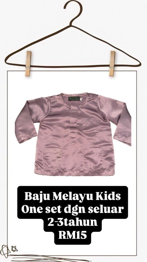 Baju Melayu (Category: Babies & Kids Fashion) located in Nilai. Submitted by bilaazera (Listing ID 1447934603, Image 2). Description: Size campur dari 1-3tahun. Ada kurta ada yg set baju melayu. Harga untuk combo ya. Nak salah satu pm saya. .