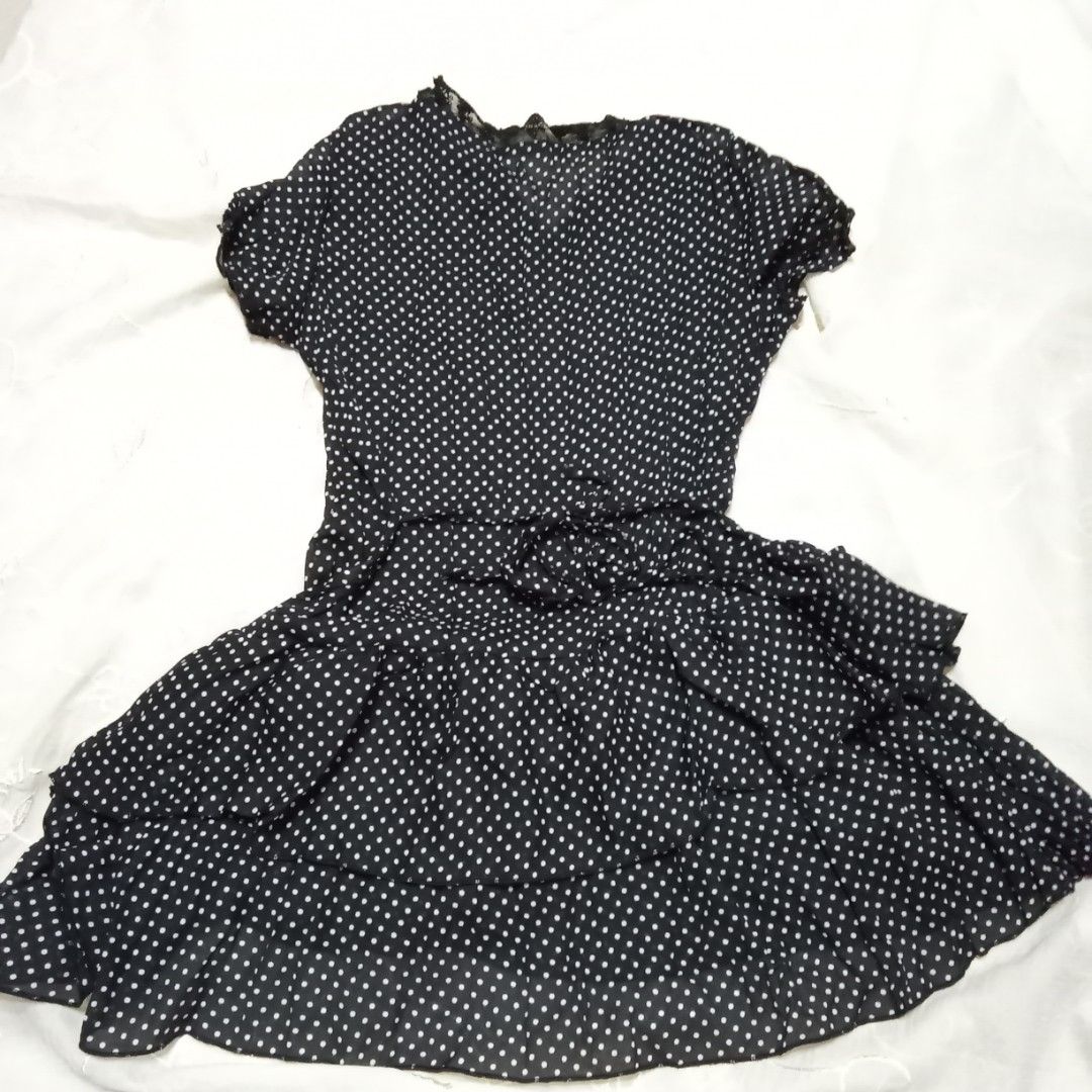 Black and White Polka Dot Ruffle Mini Dress (Category: Dresses) located in Talisay. Submitted by peonisces (Listing ID 1448010881, Image 3). Description: small - Cute black dress with white polka dots - Short sleeves - Ruffled hem - Lace trim neckline - Ideal for casual outings or a day out - Easy to wear and style - Fits well.