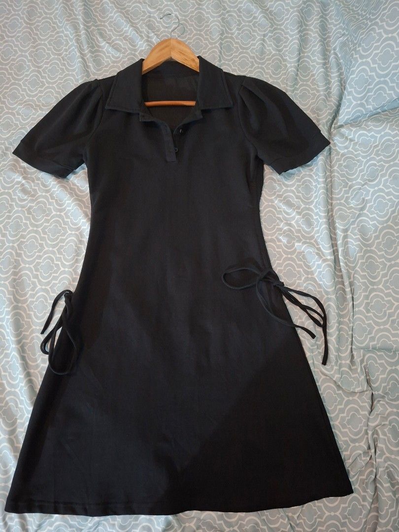 SALE!! Black Short Sleeve Collared Dress with adjustable strings on the sides (Category: Dresses) located in Manila. Submitted by coolowl-024 (Listing ID 1448004894, Image 1). Description: - Worn once just to check if it fits me - Small to medium size - Classic black short sleeve dress - Features a stylish collared neckline - Adjustable tie details on the sides for a customized fit - Made from a comfortable cotton blend fabric - Versatile for cas