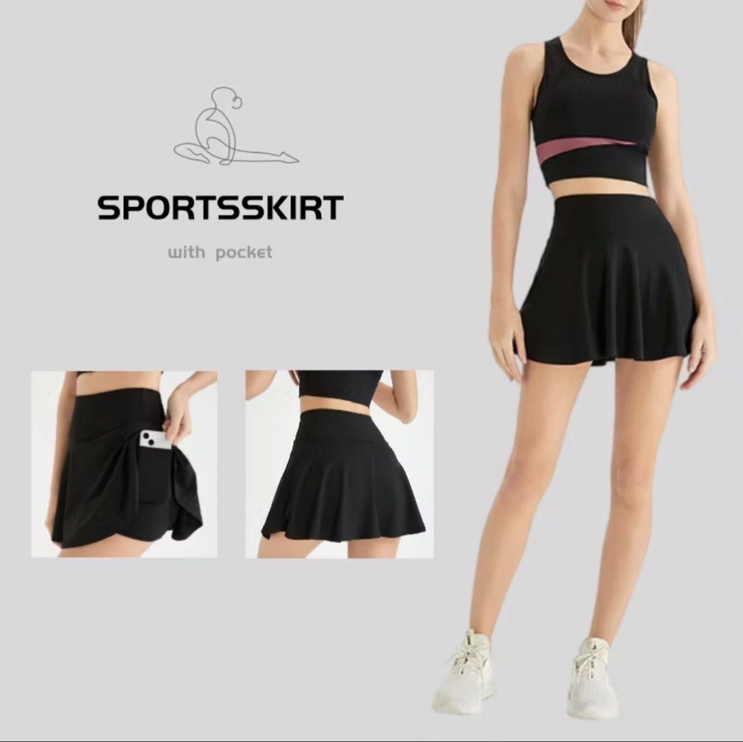 Black Sport Skirt with Pockets (Category: Skirts) located in Mandaluyong City. Submitted by adrenalin01 (Listing ID 1448011435, Image 3). Description: - Black sport skirt - Built-in shorts - Convenient pockets for phone or keys - Ideal for running, tennis, or casual wear - Brand new Rfs: wrong size.