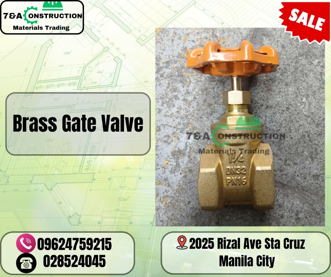Brass Gate Valve (Category: Construction & Building Materials) located in Manila. Submitted by emmanuelsa99826 (Listing ID 1447894231, Image 1). Description: Brass Gate Valve 7&A CONSTRUCTION MATERIALS TRADING 🏗 We are DTI and BIR Registered 💯 We ship nationwide 💯 WE SUPPLY 💥 ✅ Machinery ✅ Tools ✅ Electrical ✅ Industrial & Construction Materials ✅ Fittings ✅ Personal Protective Equipment ✅SIKA Products ✅Buildrite Products Price is subject to 