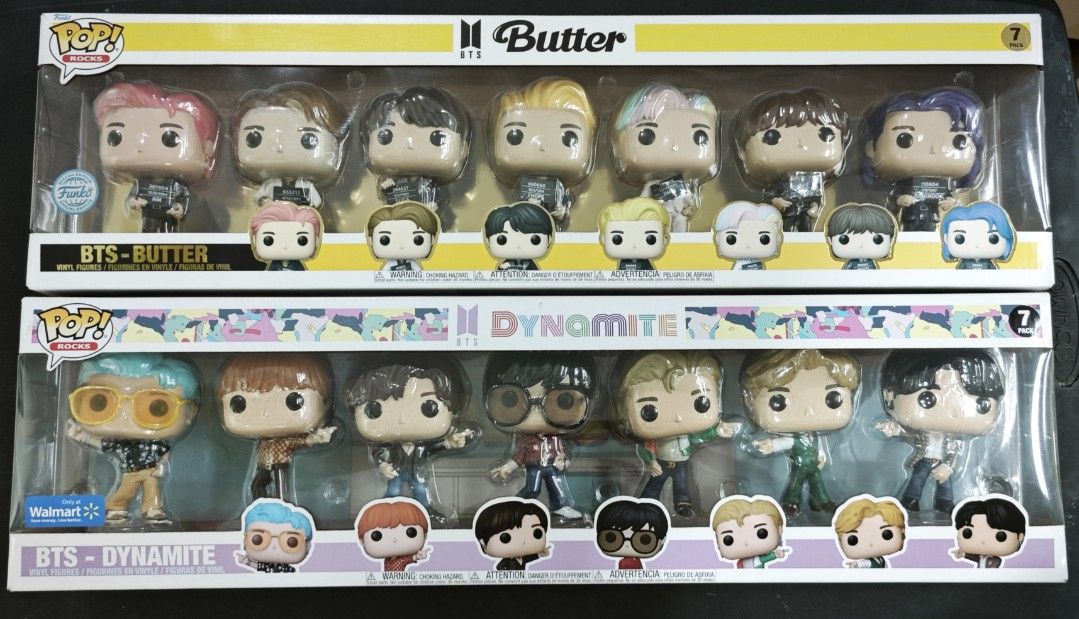 BTS Butter/Dynamite Funko Pop 7-Pack (Category: K-Wave Merchandise) located in Quezon City. Submitted by wallyhoots (Listing ID 1448017317, Image 1). Description: 12k both - Stored well, PM for more pics - Special and Limited edition! - Ship ASAP - Great Condition - Quezon City area jungkook jimin rm jhope hobi suga jin taehyung bangtan.