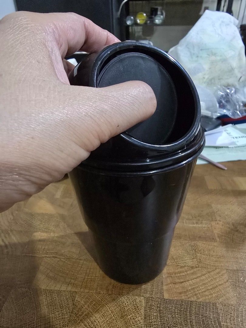 Car Trash Bin (Category: Storage Boxes & Baskets) located in Makati City. Submitted by shopaholicsgallery (Listing ID 1448007141, Image 2). Description: - plastic trash bin for car - color black - in good condition - RFS: decluttering.