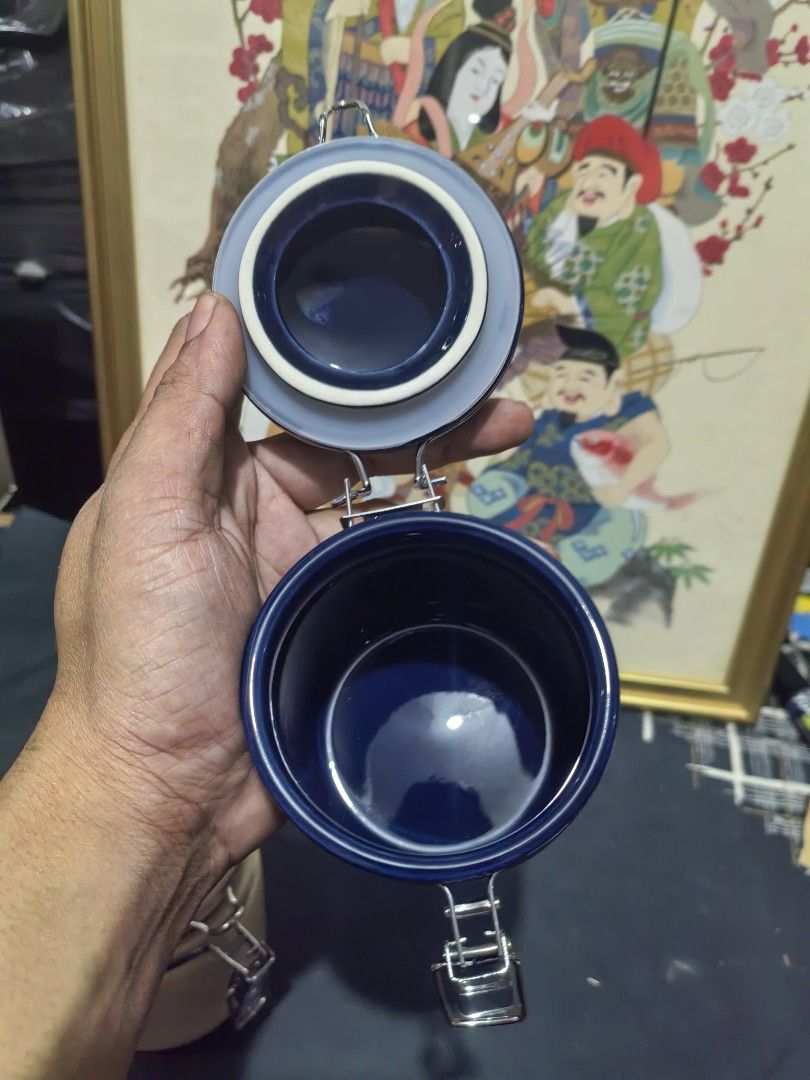 Ceramic Canisters With Airtight Sealing Lids. (Category: Food Organization & Storage) located in Cebu City. Submitted by dudes_villanueva (Listing ID 1447891681, Image 2). Description: Ceramic Canisters With Airtight Sealing Lids. Brand New 📌 These containers feature metal clips to ensure a tight seal for food storage. 📌 In excellent condition. Diameter: 3.25 in Height: 3.5 in.
