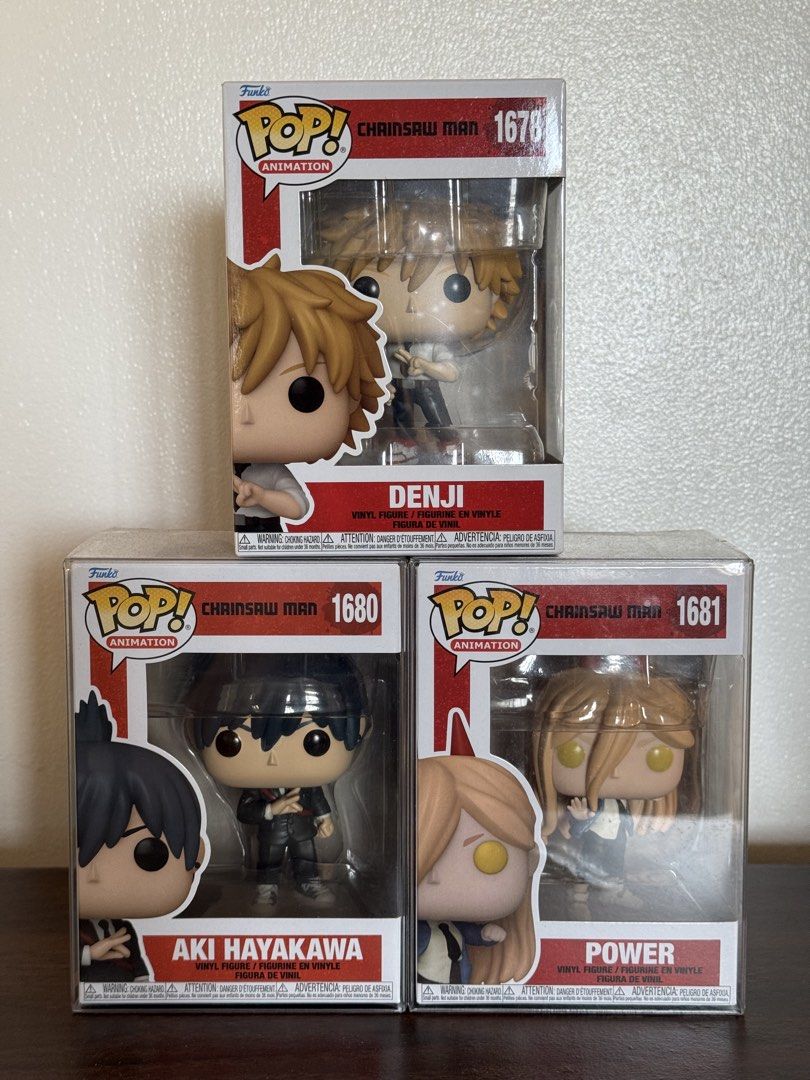 Chainsaw Man Denji Power Aki Funko Pop (Category: Figurines & Statues) located in Manila. Submitted by ysabbela (Listing ID 1448072746, Image 1). Description: Denji #1678 ₱500 Aki #1680 ₱500 Power #1681 ₱500 TAKE ALL ₱1,200 📍Quezon City Gcash/Bank transfer Lalamove if you’re within metro manila :).