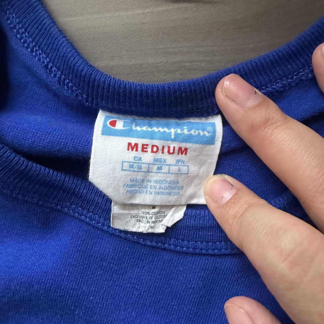 Champion blue tshirt (Category: Tshirts & Polo Shirts ) located in Quezon City. Submitted by andreasclothes (Listing ID 1447941651, Image 2). Description: In great condition. Used 2x only Guaranteed auth. Mens size M Negotiable.