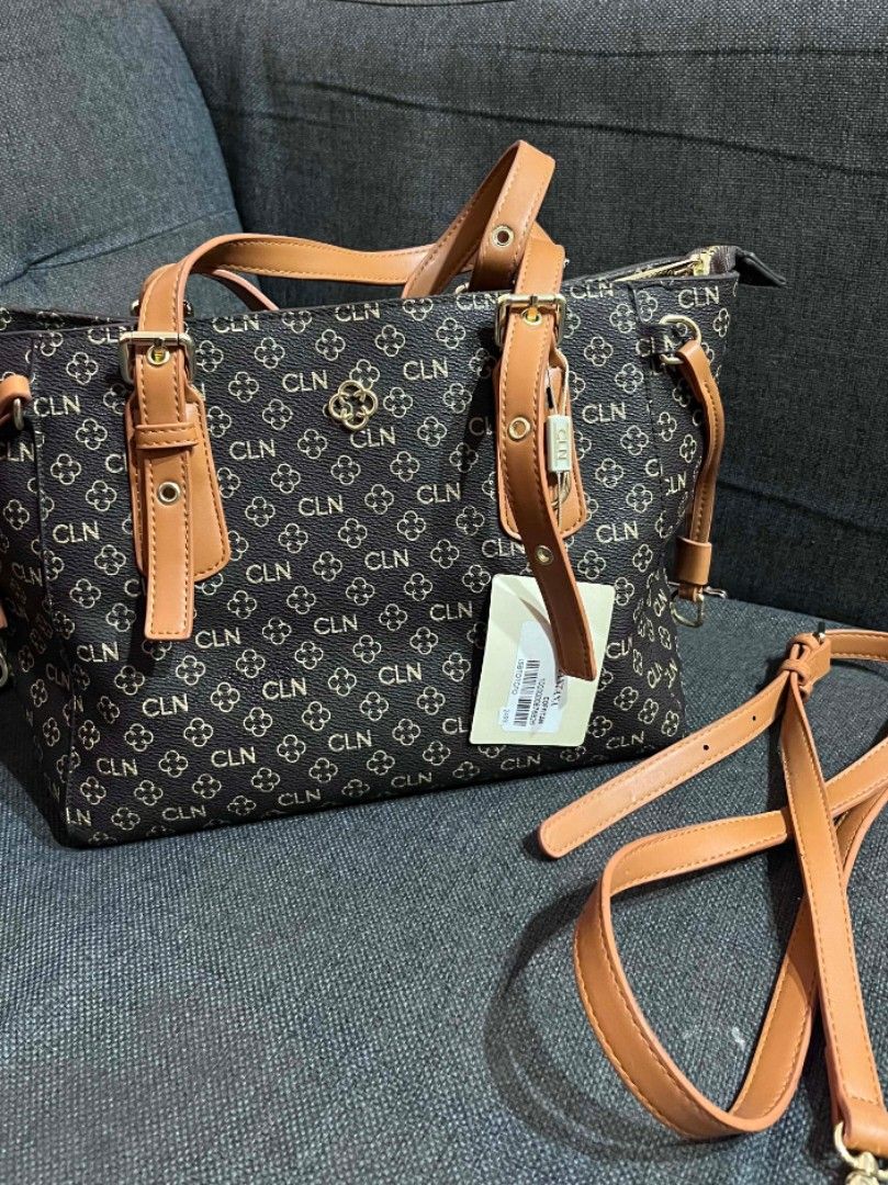 CLN Chantana Bag in Coff/Tan (Category: Tote Bags) located in Urdaneta. Submitted by patchi____ (Listing ID 1447983727, Image 1). Description: Never been used. Naitambak lang po. - Brown CLN tote bag - Signature monogram print - Adjustable sling strap included - Multiple interior compartments for organization - Elegant gold hardware details - Brand new with tag still attached - Ideal for daily use or travel.