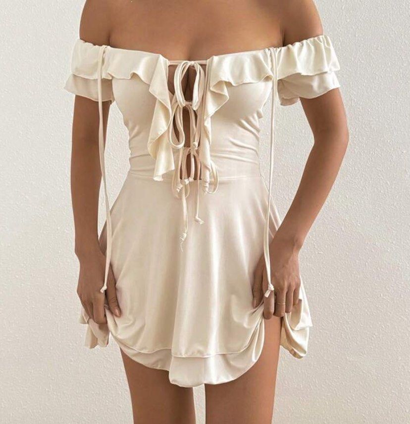 Cream White Summer Dress (Category: Dresses) located in Las Pinas. Submitted by declutterwithmaki (Listing ID 1447995319, Image 1). Description: - Used only once for an event - Size: Medium (but small will also do) - See the last slide for pic when worn MOP: Gcash MOD: Lalamove/J&T.