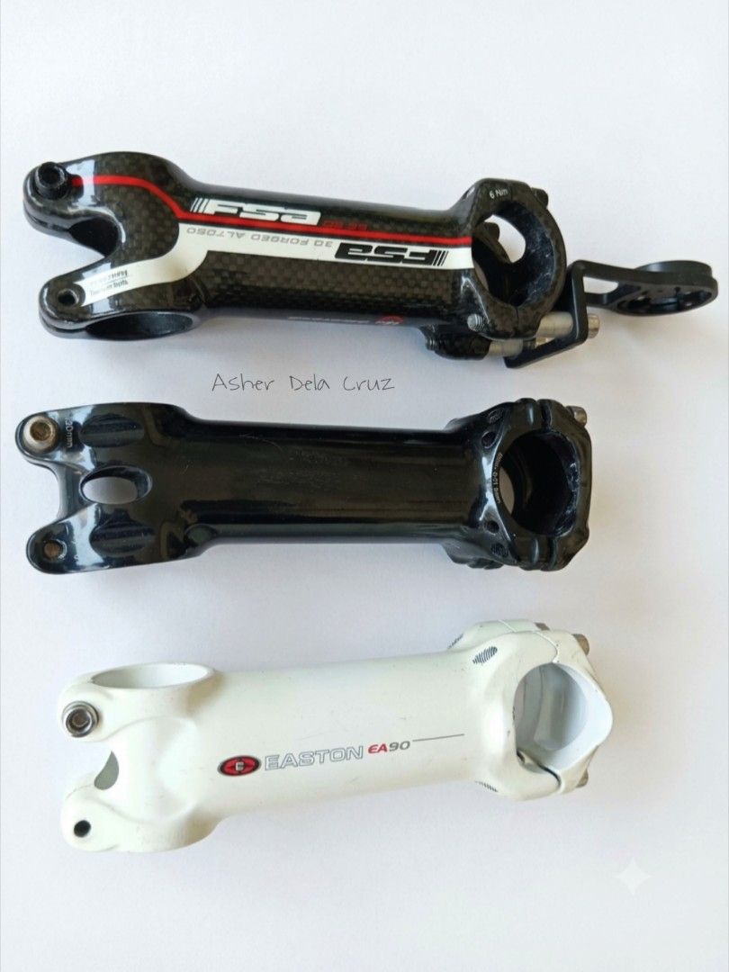 FSA & Easton Stems (Category: Bicycles) located in Bacoor. Submitted by asherdelacruz23 (Listing ID 1447947443, Image 1). Description: For sale Stems • FSA K-Force OS-99 CSI (SOLD) 110mm -6 ₱1,799 • Easton EA90 110mm -0 ₱999 • FSA SL-K (Debadged) 120mm -6 ₱999 DM/PM for inquiries 📩 📍Perpetual Village 7, Mambog, Bacoor, Cavite Open for meetups & shipping MOP - Cash, Gcash, Bank Transfer 💵 RFS: Seller.