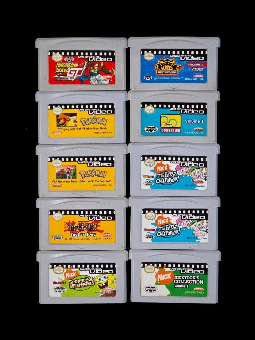 GBA Video (Category: Nintendo) located in Angeles City. Submitted by press_start (Listing ID 1447962142, Image 1). Description: FOR SALE GBA Video 1. Dragon Ball GT - ₱899 2. Pokemon Playing with Fire and Johto Photo Finish - ₱1,199 3. Pokemon A Hot Water Battle and For Ho-oh The Bells Toll! - ₱1,099 4. Yu-Gi-Oh Yugi vs Joey - ₱499 5. Spongebob Squarepants Vol. 1 - ₱699 6. Codename Kids Next Door(defective) - ₱99 7. Disney Channel Collection Vol.
