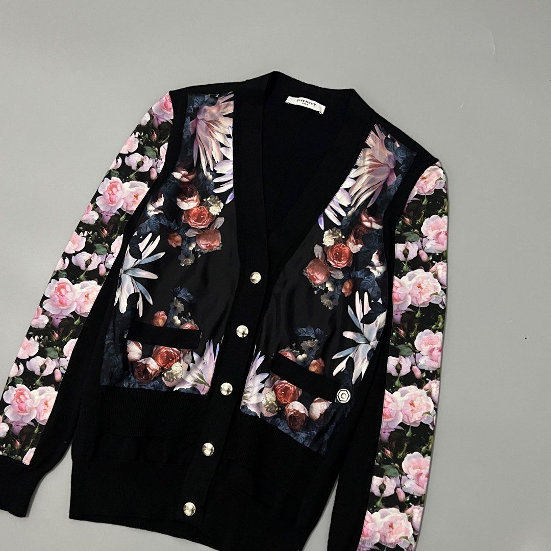 GIVENCHY-FLORAL SILK CASHMERE-CARDIGAN (Category: Others Tops) located in Cavite. Submitted by asianluxe (Listing ID 1447901155, Image 2). Description: GIVENCHY CARDIGAN FLAT MEASUREMENTS INCHES! LENGTH:24 ARMPIT TO ARMPIT:18 SLEEVE:24 SHOULDER TO SHOULDER:15.5 Guaranteed authentic Excellent condition Very presentable No flaws or damage By Ricardo tisci.