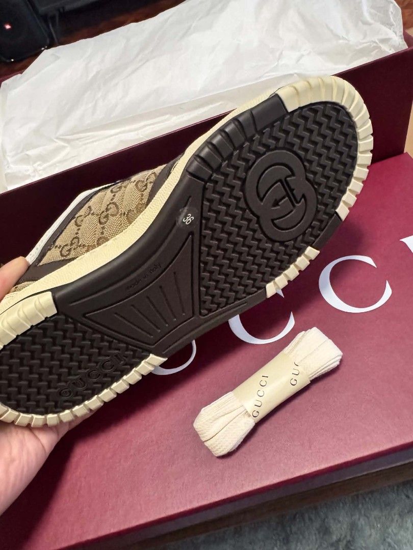 Gucci Women's Re-Web Sneaker GG Monogram Size 36 (Category: Sneakers) located in Rizal. Submitted by vanbdc24 (Listing ID 1447921878, Image 2). Description: - Authentic Gucci Re-Web sneakers size 5.5 US women - Women's Size 36 - GG monogram canvas and leather - Includes original box, dust bag, and extra laces - Classic and versatile design, perfect for everyday wear.