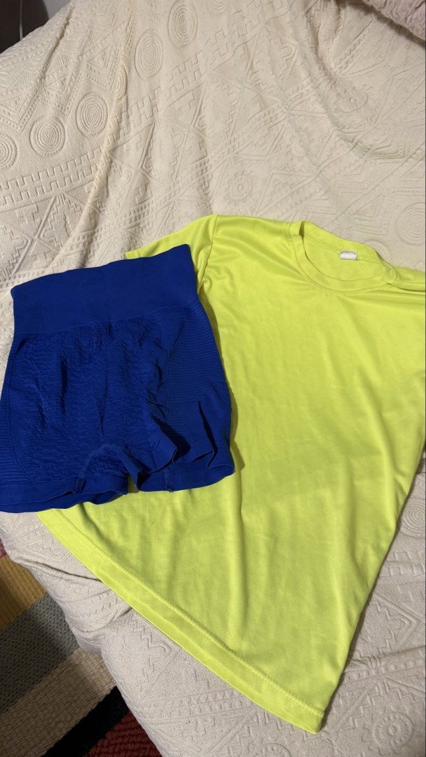 Gym Dri-Fit and Shorts Set (Category: Activewear) located in Pasig City. Submitted by jasmineas (Listing ID 1448029350, Image 2). Description: - Dri-fit gym t-shirt - Royal blue textured shorts with high waistband - Soft and stretchy fabric for ultimate comfort - Ideal for workouts, gym sessions, or casual lounging - Versatile set for active or relaxed days.