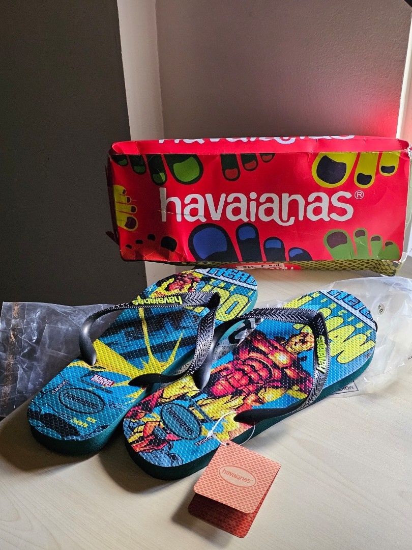 Havaianas Iron Man Flip Flops (Category: Slippers & Slides) located in Paranaque City. Submitted by mab.villareal (Listing ID 1448074435, Image 1). Description: - Cool Havaianas flip flops with an Iron Man design - Perfect for Marvel fans - Comes with original packaging - Ideal for casual wear or beach outings.