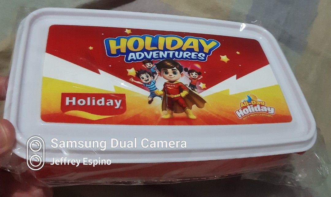 Holiday Adventures Storage Container Lunchbox (Category: Storage Boxes & Baskets) located in Quezon City. Submitted by jeffreyespino (Listing ID 1447889745, Image 1). Description: We accept cash, GCash / Maya 09152688298, 09989968742, Gotyme, BPI, BDO, LBC, Cebuana Lhuiler, MLhuiler and Palawan Express payments. For faster transaction sms us thru 09989968742 Deliver / pick up thru Lalamove, Grab etc. Shipping via JRS Express or LBC (delivery or s