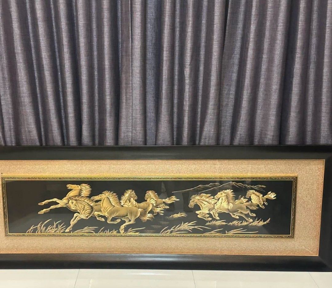 “Horse Chasing the Wind” XL 3D Wall Frame (Category: Wall Decor) located in Quezon City. Submitted by dannikkishoppe2 (Listing ID 1447893324, Image 2). Description: “Horse Chasing the Wind” XL 3D Wall Frame‼️₱8000‼️ *from Quadro Decor *excellent condition W76in x D1.5in x H26in/ (6.4ft) Please manage your expectations as there might be minimal flaws. Color may vary due to lighting, it may appear darker or lighter in person. Check photos first bef