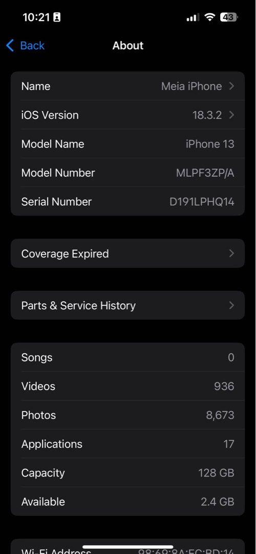 IPHONE 13 MIDNIGHT BLUE (Category: iPhone 13 Series) located in Makati City. Submitted by garageg (Listing ID 1448068542, Image 3). Description: iPhone 13 14K LASTT! * ✅ 128GB Storage * ✅ iOS 18.3.2 * ✅ Globe Locked * ✅ No repairs/replacements (verify via Parts & Service History) * ✅ Coverage expired (normal for used device) *Batt health : 66 Condition: * Smooth performance, no lag. * All buttons, speakers, microphone, Face ID, cameras, Wi-Fi, Bl