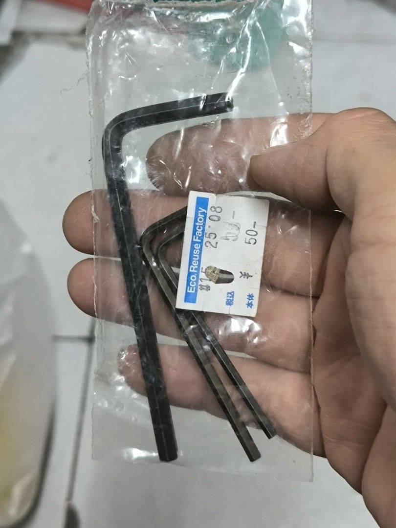 Japan Allen Key Set Hex Wrench Tools (Category: Construction Tools & Equipment) located in Angeles City. Submitted by yellowbrickstore (Listing ID 1447931879, Image 1). Description: - Set of assorted Allen keys - Comes in a plastic bag - Brand: Eco Reuse Factory - Ideal for home repairs and bike maintenance - A must-have for your toolbox.