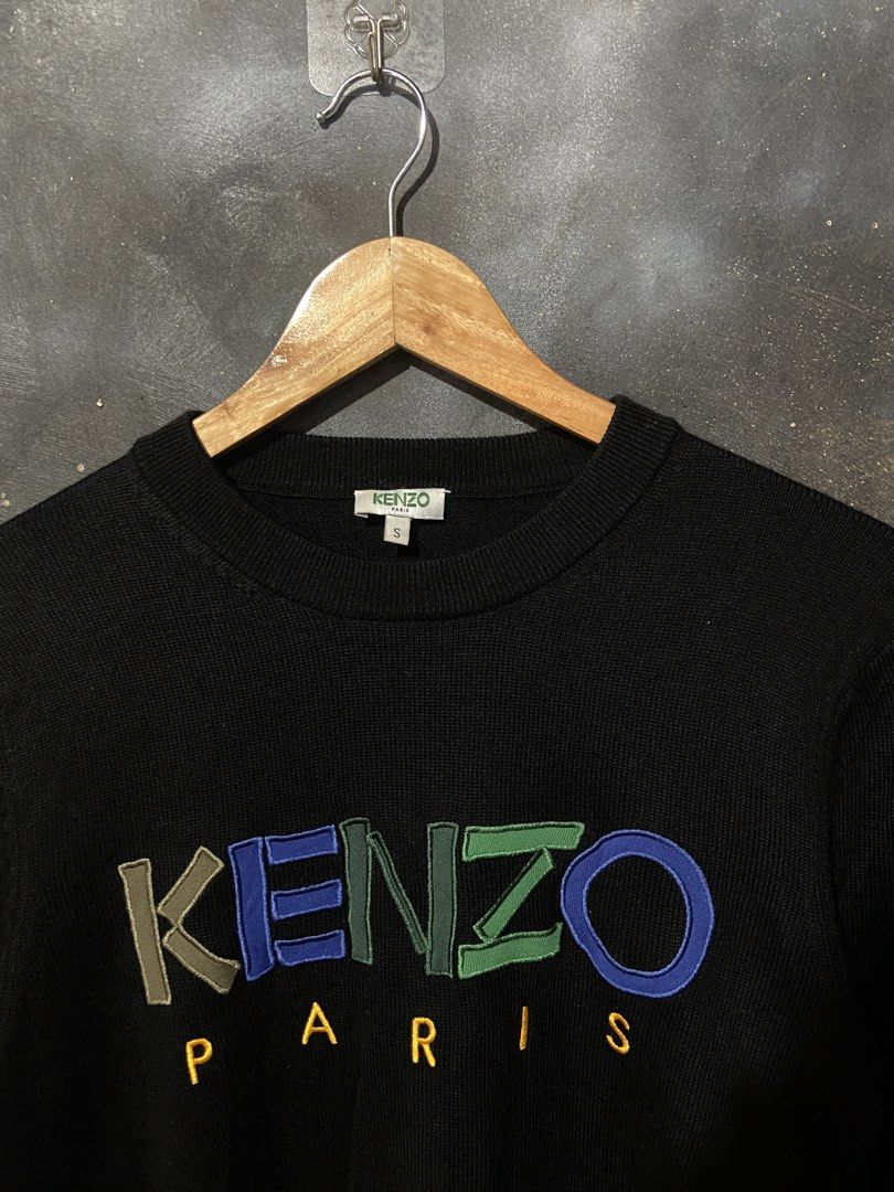 Kenzo Paris Logo Crew Knit SweatShirt (Category: Luxury Apparel) located in Naga. Submitted by gentlyusedthreads (Listing ID 1448028925, Image 2). Description: Good As New No Issue Size S on tag (stretchable) 18” W 25.5” L 10/10 color rate 10/10 condition tags already posted .