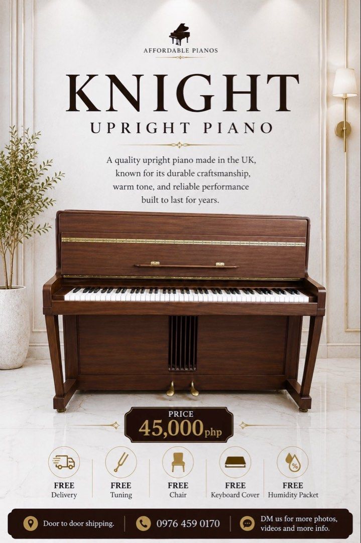 ❗️Knight Upright Piano (Category: Musical Instruments) located in Cavite. Submitted by filpianosurplus (Listing ID 1448045830, Image 1). Description: ❗️Knight Upright Piano Price: 45,000php ✅️FREE Delivery ✅️FREE Tuning ✅️FREE Chair ✅️FREE Keyboard Cover ✅️FREE Humidity Packet.