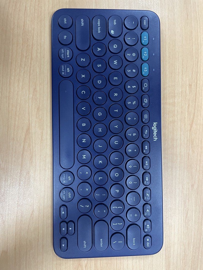 Logitech K380 Bluetooth Keyboard - Navy Blue (Category: Computer Keyboard) located in General Trias. Submitted by teffispreloved (Listing ID 1448077767, Image 2). Description: - RFS: office laptop needs dongle, this is a bluetooth only keyboard :( - one used for testing - Blue Logitech K380 Keyboard - Connects via Bluetooth - Powered by 2 AAA batteries (included) - Compact and portable design - Ideal for typing on the go - Tested and confirmed wo