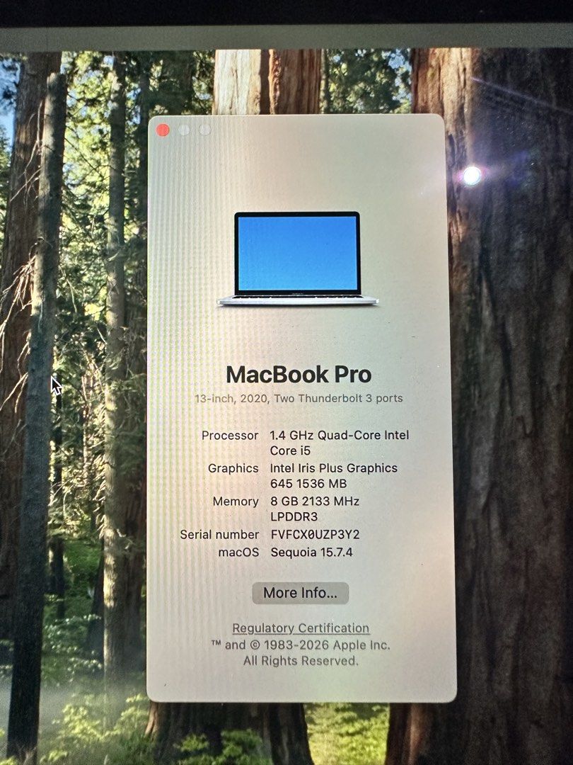 MacBook Pro 13" (2020, Intel i5/8GB/512GB) — Silver [READ DESCRIPTION] (Category: Laptops & Notebooks) located in Quezon City. Submitted by simplysortedph (Listing ID 1448076570, Image 3). Description: Description: Selling my personal MacBook Pro 13-inch (2020 model, MXK72 PP/A) purchased from iSwitch UP Town Center. Selling “as-is” due to a couple of hardware issues that need attention, making it perfect for someone planning to use an external m