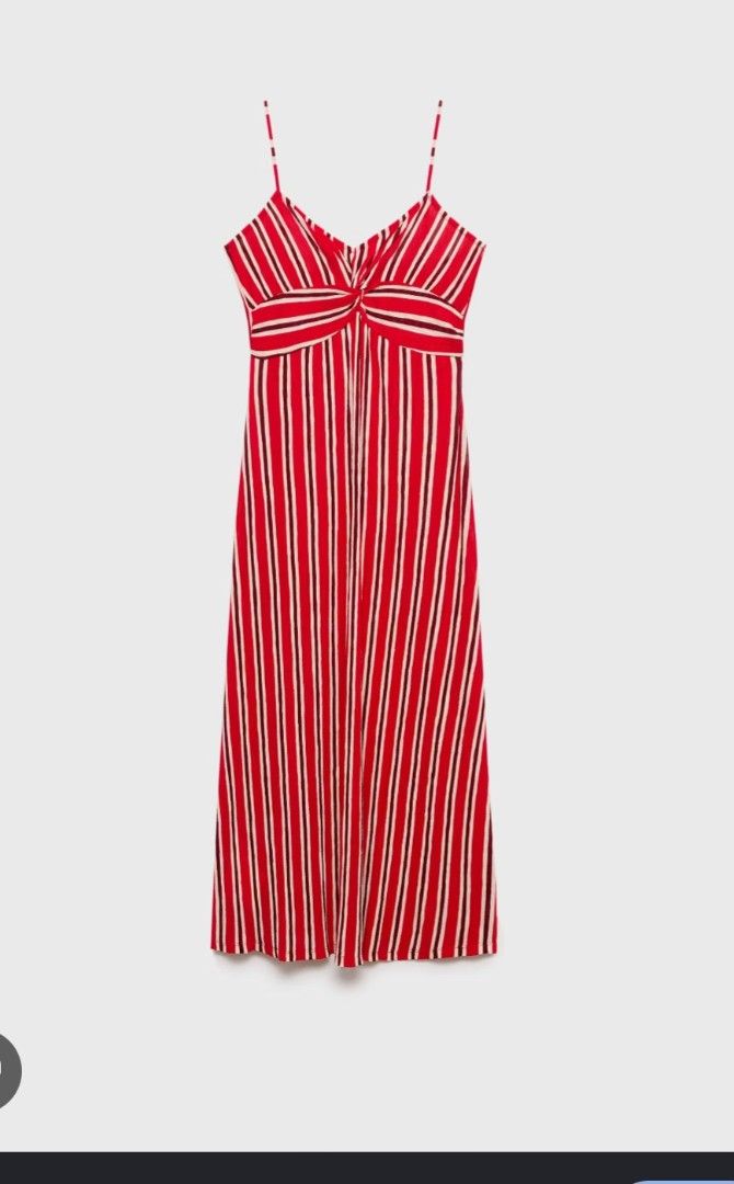 Mango Striped Gathered Midi Dress Red White (Category: Dresses) located in Davao. Submitted by sachigo (Listing ID 1447964132, Image 3). Description: - Red and white striped midi dress - Brand: Mango - Gathered detail at the bust - Adjustable spaghetti straps - Midi length - Ideal for summer outings or casual evenings - Versatile styling with sandals or sneakers.