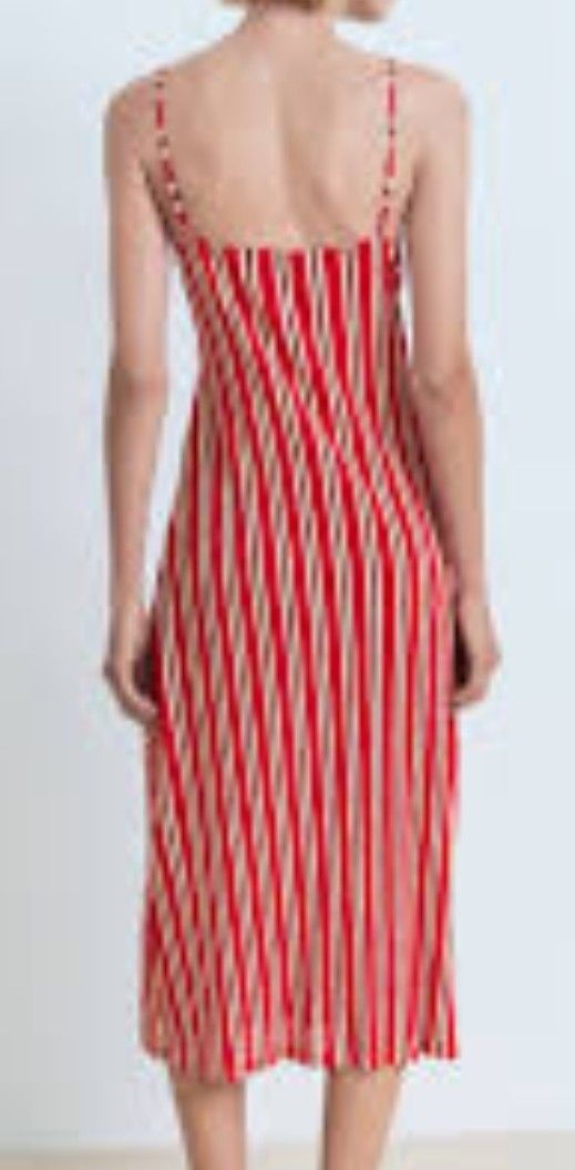 Mango Striped Gathered Midi Dress Red White (Category: Dresses) located in Davao. Submitted by sachigo (Listing ID 1447964132, Image 2). Description: - Red and white striped midi dress - Brand: Mango - Gathered detail at the bust - Adjustable spaghetti straps - Midi length - Ideal for summer outings or casual evenings - Versatile styling with sandals or sneakers.