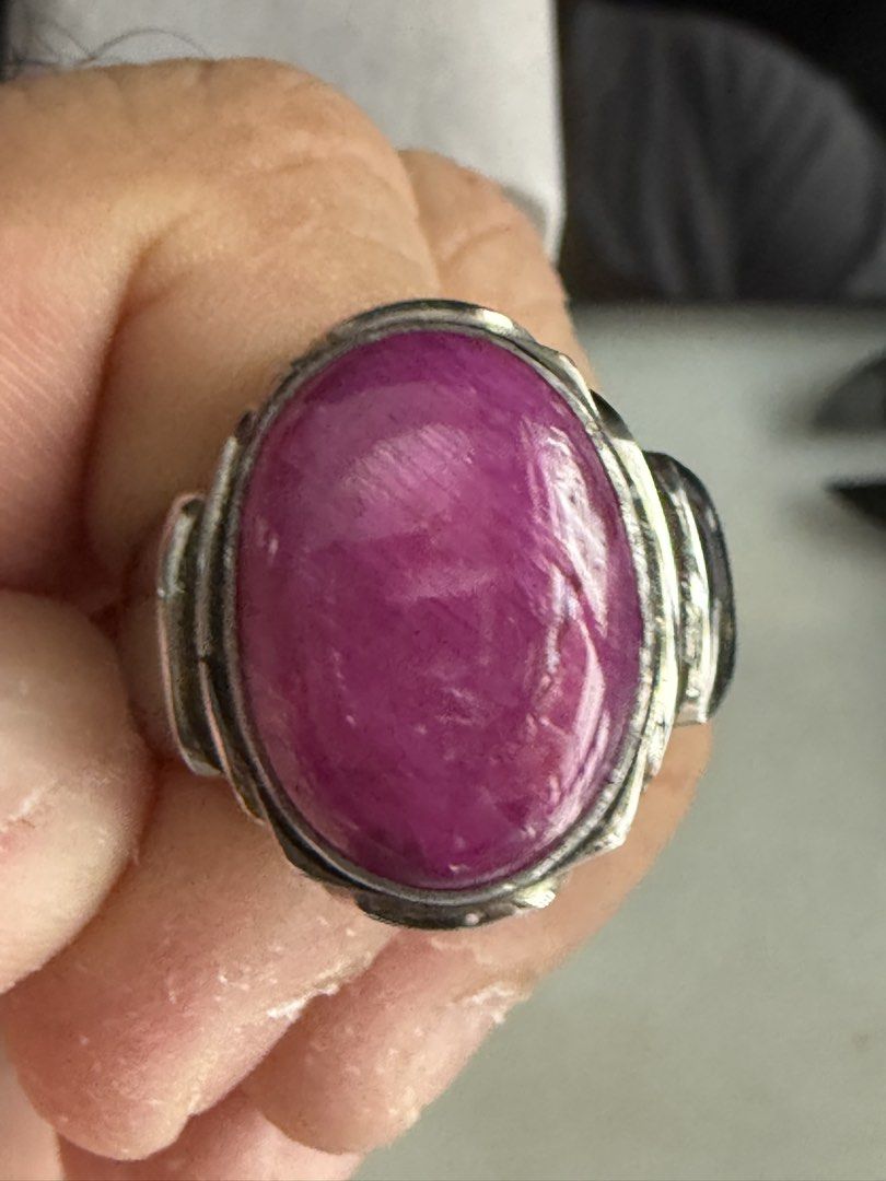 Natural Ruby (Category: Jewelry) located in Singapore. Submitted by ranosky76 (Listing ID 1447949468, Image 3). Description: Natural Ruby weight with ring 56.50ct diameter 20.3mm x 14.3mm x 7.3mm comes with monel ring size 22 or US 10.5.