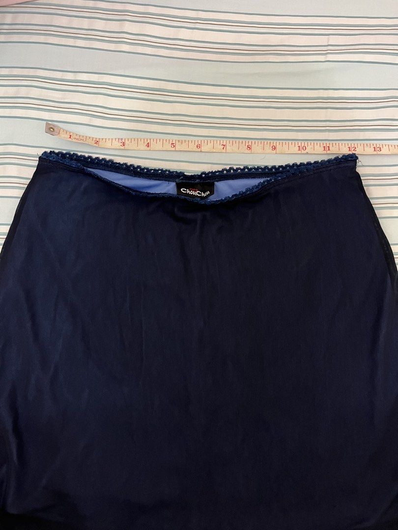 Navy blue mini skirt (Category: Skirts) located in Tuguegarao City. Submitted by declutterf (Listing ID 1447962814, Image 2). Description: Flowy mini skirt.