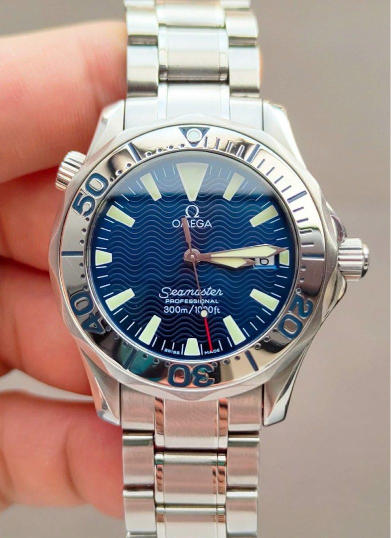 OMEGA SEAMASTER DIVER 300M 🌊 (Category: Men's Watches) located in Manila. Submitted by kristinepenafiel (Listing ID 1448037675, Image 2). Description: OMEGA SEAMASTER DIVER 300M 🌊 ₱88,000 ✔️Watch & Omega pouch only ✔️Quartz Movement ✔️36mm case size Model: 2263.80.00 ✨Blue wave dial ✨9.5/10 Condition Own one of Omega’s most iconic dive watches at an exceptional value. Featuring the sought-after Blue Wave Dial, this Seamaster delivers timeless s