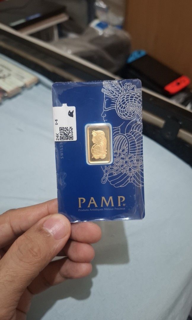 PAMP (Swiss Made) Gold Bars (Category: Everything Else Others) located in Las Pinas. Submitted by philip_aceron (Listing ID 1448001742, Image 1). Description: Available on Hand: 2.5 g 5 g Brand: MKS PAMP (Swiss-made and globally trusted) Purity: 99.99% Pure Gold (24K / 999.9 Fine Gold) Authenticity: Comes with a CertiPAMP assay card Security: Unique serial number for verification Packaging: Tamper-evident sealed packaging Recognition: Accepted an