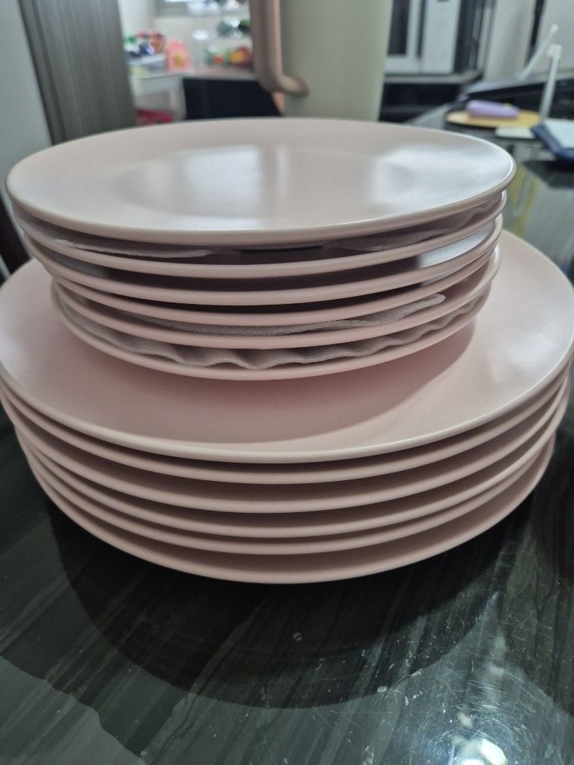 IKEA Pink Ceramic Dinnerware Set - Plates and Bowls501709478445066241
