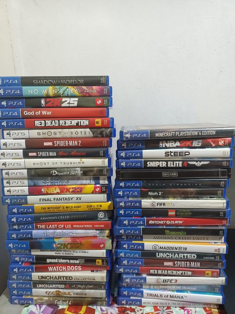 PS4 Games Bundle - Various Titles (Category: PlayStation) located in Mandaluyong City. Submitted by neptunerocket420 (Listing ID 1448033177, Image 1). Description: FS (PS4 games only) or swap (PS4 and PS5 games, add cash ako for newer games). Preferred newer games, send offers. Mandaluyong meetup only (if swap).