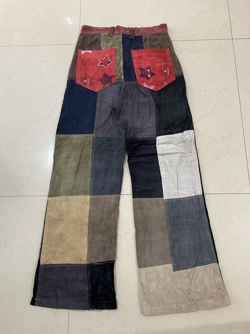 RANDOM PATCHWORK UNISEX CORDUROY BAGGY PANTS (Category: Jeans) located in Talisay. Submitted by hustlethrift_2600 (Listing ID 1448032026, Image 3). Description: RANDOM PATCHWORK CORDUROY BAGGY PANTS 27 WAISTLINE 40 LENGTH 10.5 HEM/ LEG OPENING UNISEX VERY GOOD CONDITION 9.5/10 COLOR RATE NO ISSUE NEEDS WASH - 350 🏷️.
