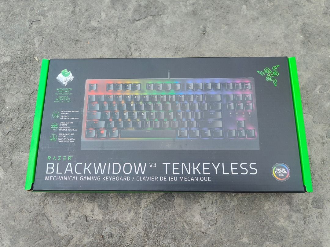 Razer Blackwidow V3 Tenkeyless Mechanical Gaming Keyboard - TKL (Category: Computer Keyboard) located in Dasmarinas. Submitted by mezzeric (Listing ID 1447978559, Image 1). Description: Used and works well with no issues. A bit dusty since it was stored in our storage room for about a year and a half. Comes with everything shown in the pictures. Will remove the ad once sold. Price is firm. Pickup only at Mabuhay City, Paliparan 3, Dasmariñas, Cav