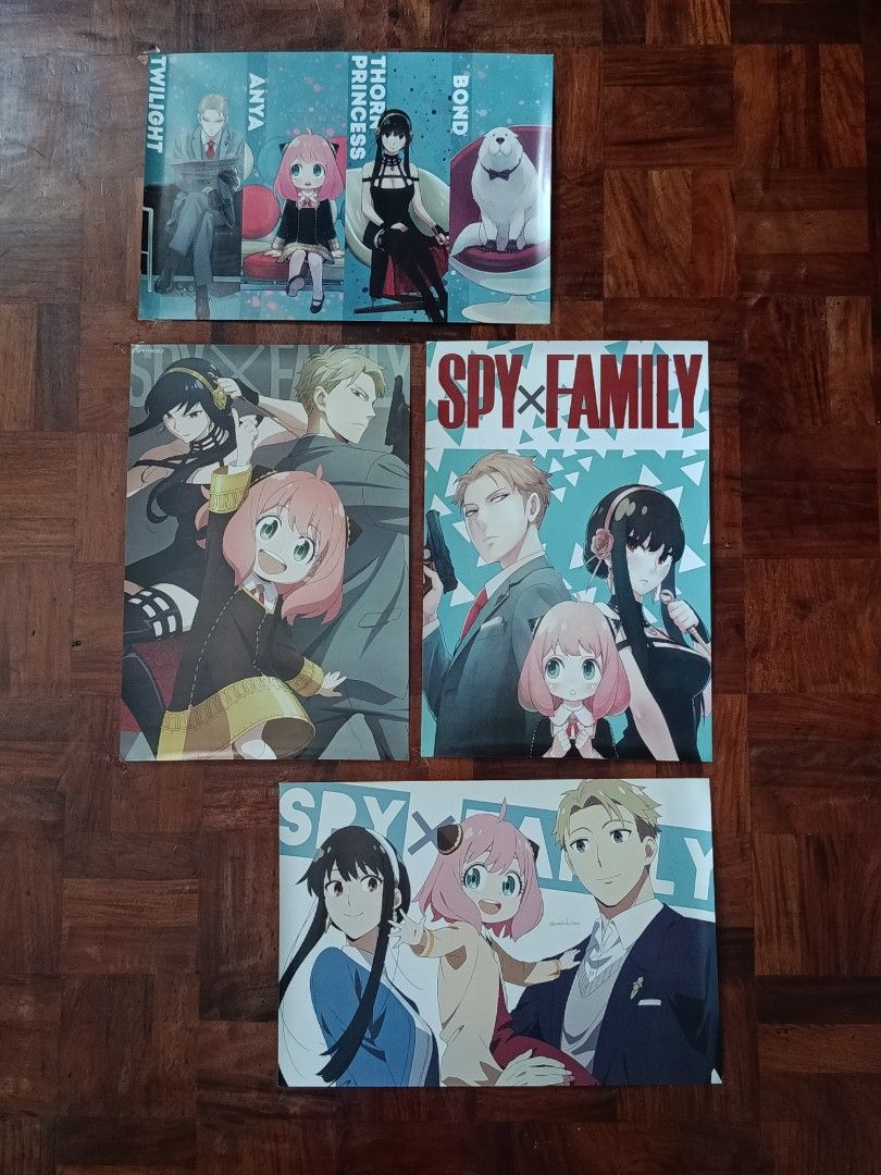 [FREE*] Spy x Family Set of 4 Posters (Category: Art & Prints) located in Manila. Submitted by cydle (Listing ID 1447927540, Image 1). Description: *FREE* if purchased with any item ₱250 and above - Four (4) posters for Spy X Family - 285mm x 422mm size for ALL posters (around A3 equivalent) - Sold as set only RFS: Decluttering LOC: Near Binondo area MOP: GCash only MOD: Lalamove or Grab.