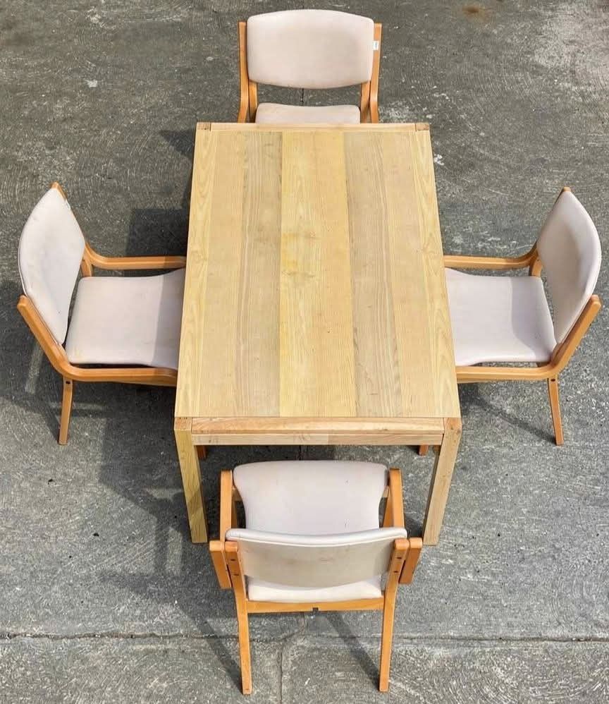SOLID WOOD DINING SET (Category: Tables & Sets) located in Sablan. Submitted by gongonshelley12 (Listing ID 1448047277, Image 1). Description: JAPAN SURPLUS EXCELLENT CONDITION PANG FOR KEEPS PO ITO DETACHABLE YUNG MGA PAA KAYA MADALING ITABI PAG HINDI GAGAMITIN GENUINE LEATHER-CUSHIONED YUNG MGA UPUAN PWEDE PA DAGDAGAN YUNG CHAIRS PANG 6-SEATERS DIMENSIONS: L - 53.5 IN x W - 31.5 IN x H - 28.5 IN..
