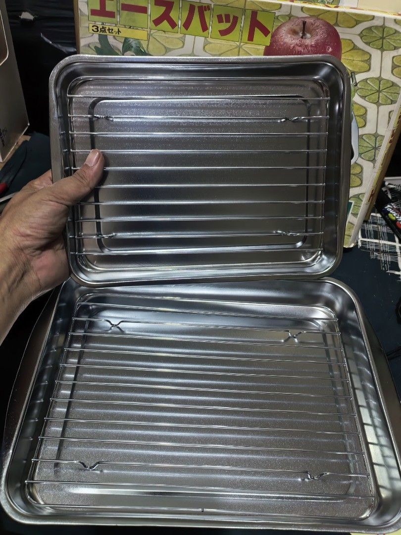 Stainless Steel Tray Set (Category: Other Kitchenware & Tableware) located in Cebu City. Submitted by dudes_villanueva (Listing ID 1447888348, Image 1). Description: 3-Piece Stainless Steel Tray Set Brand New 📌 Designed for food prep, storage, or display. 📌 The set typically includes a rectangular tray, a matching drainage rack (grid), and lid. 📌 It is often marketed as a fresh-keeping food container for organizing ingredients in the kitchen. 